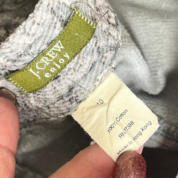 J Crew Corduroy Pants Womens 10 Gray Paisley Floral Straight Classic Boho Retro - Picture 9 of 9